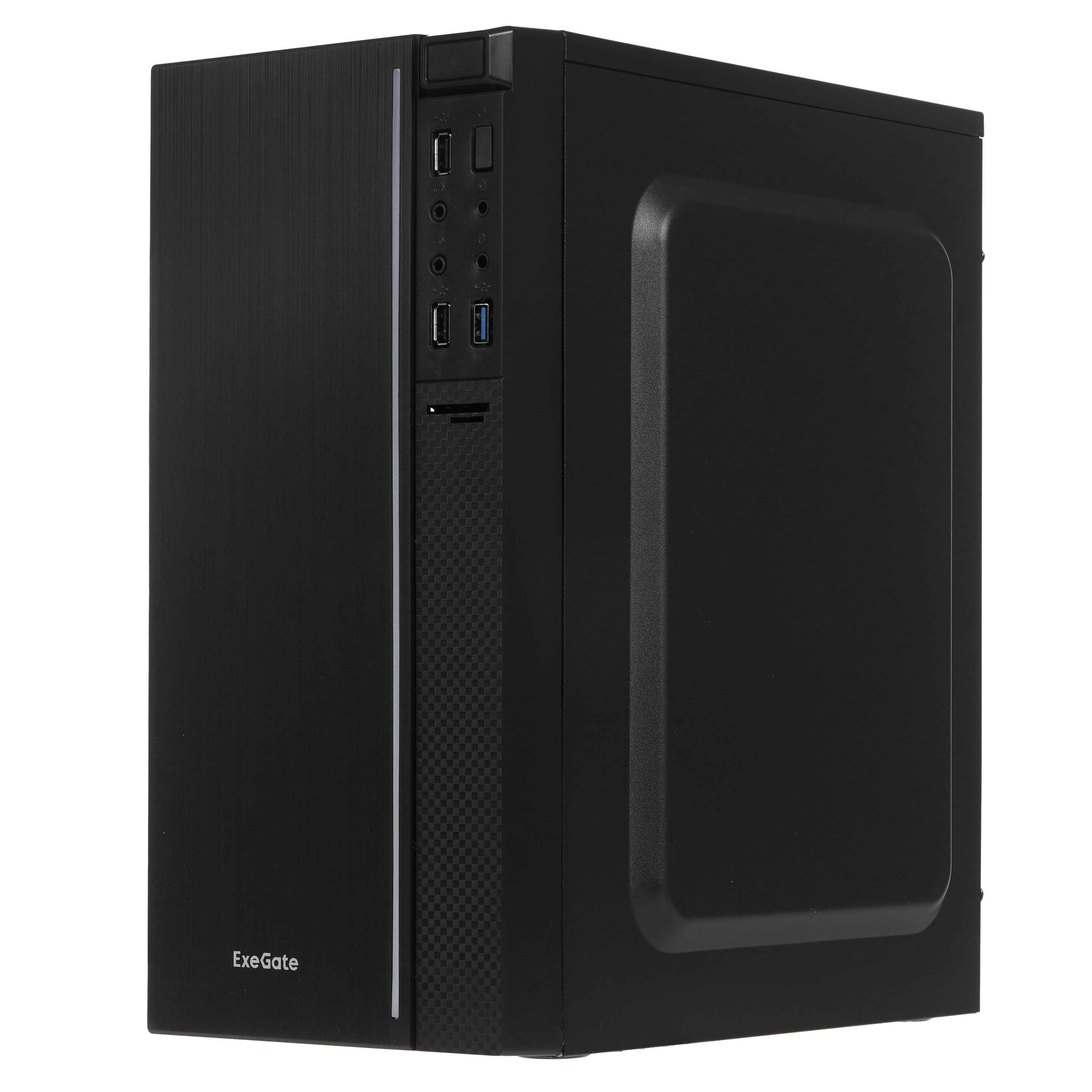 Корпус Minitower ExeGate mEVO-9301 Black-RGB light, ATX, , 2*USB+1*USB3.0, HD Audio
