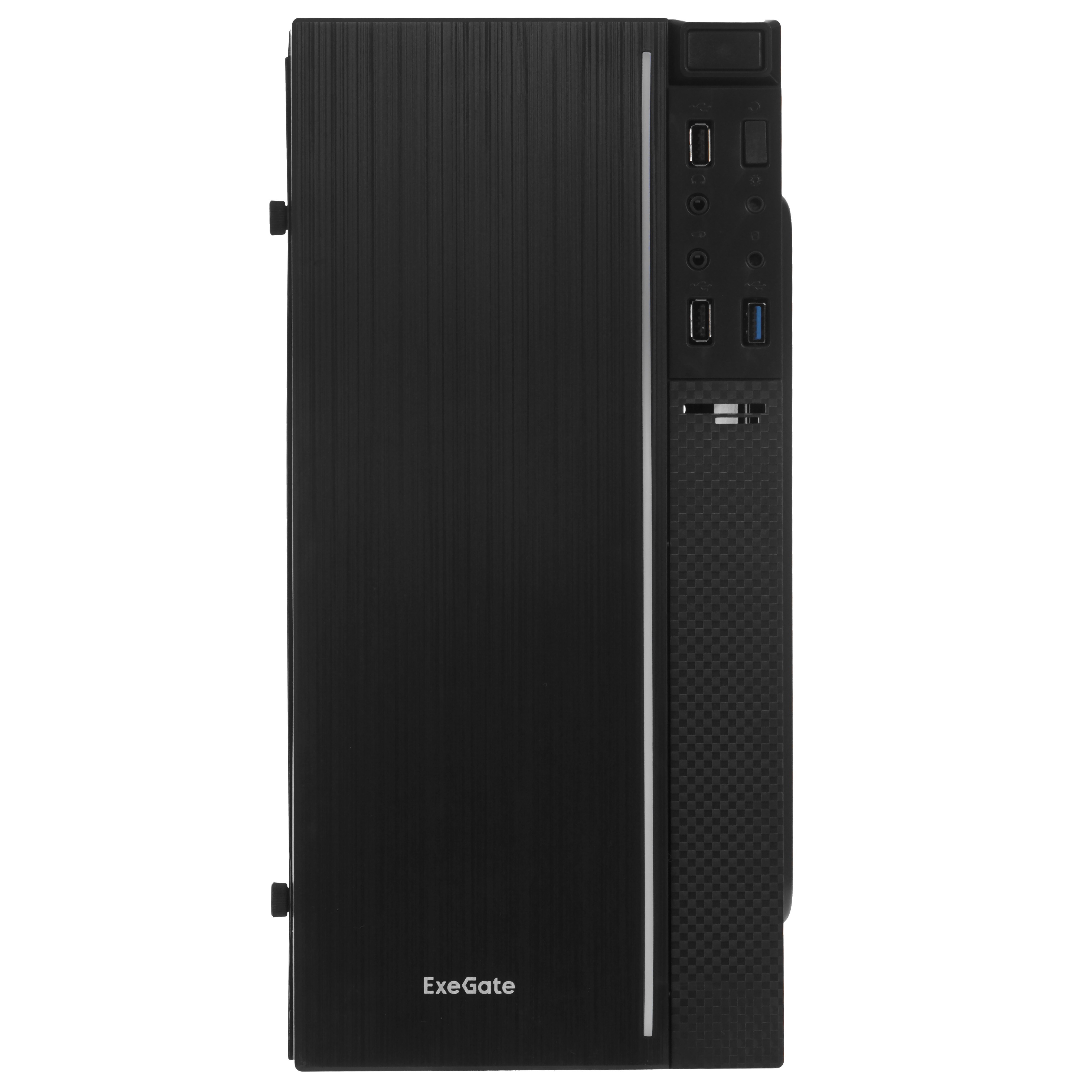 Корпус Minitower ExeGate mEVO-9301 Black-RGB light, ATX, , 2*USB+1*USB3.0, HD Audio