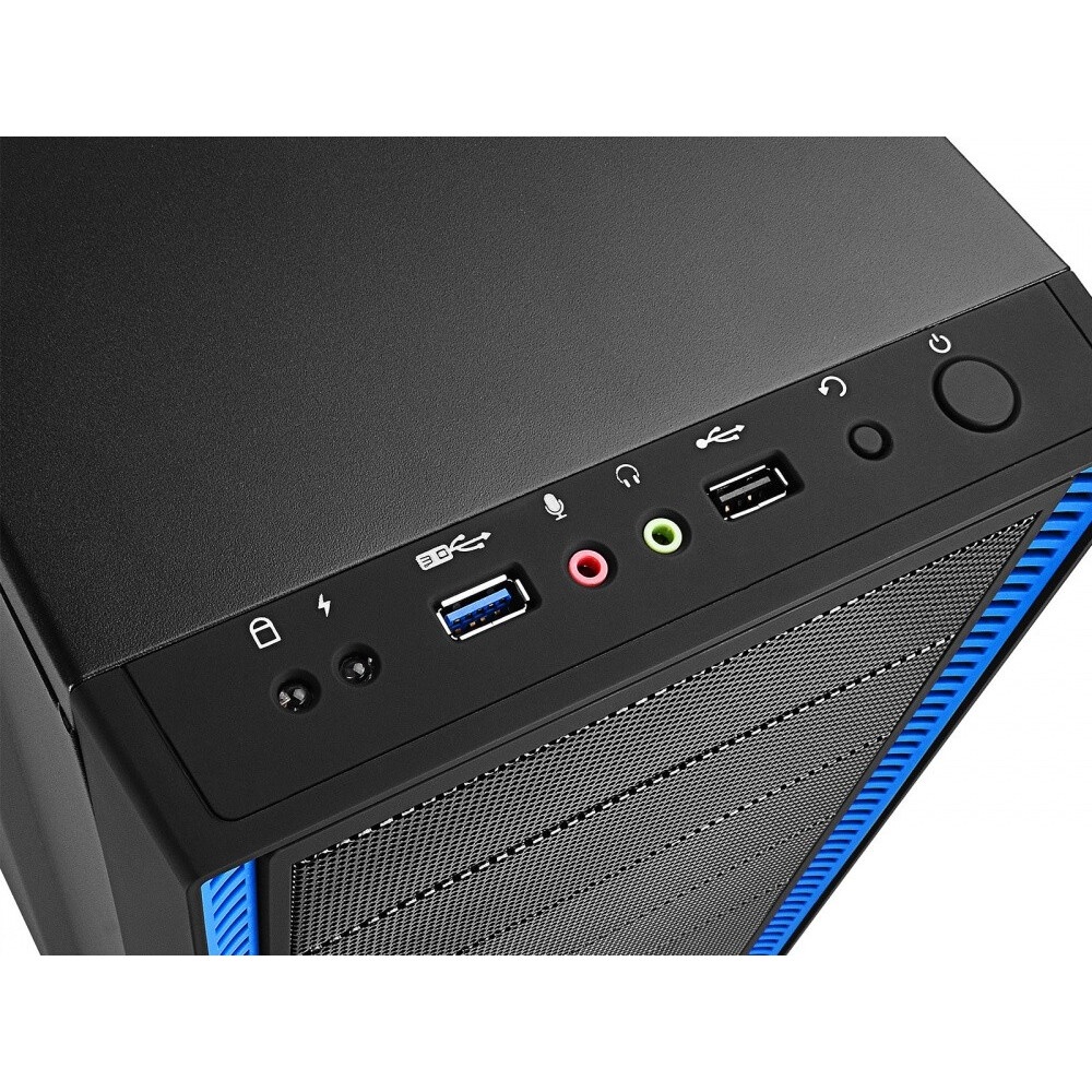 Компьютерный корпус Deepcool TESSERACT BF (DP-CCATX-TSRBFBK), без БП, черно-синий, ATX, видеокарта д