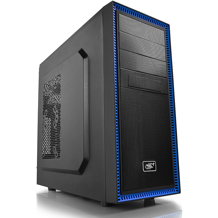 Компьютерный корпус Deepcool TESSERACT BF (DP-CCATX-TSRBFBK), без БП, черно-синий, ATX, видеокарта д