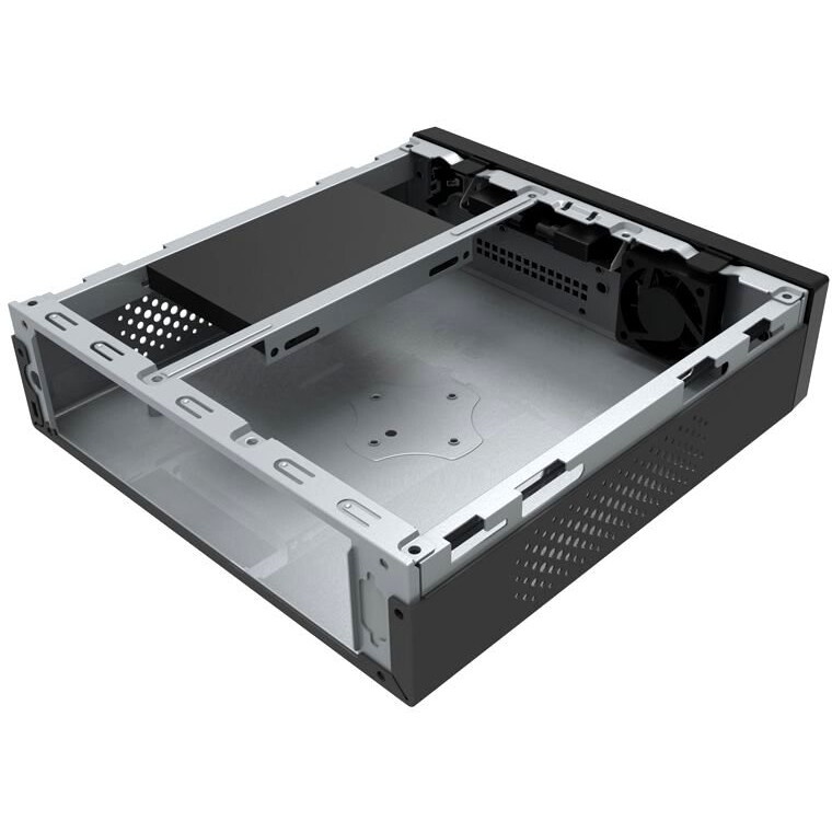 Компьютерный корпус Slim Case Powerman ME100S-BK front fan 4cm, 120W adapter, Mini ITX, VESA