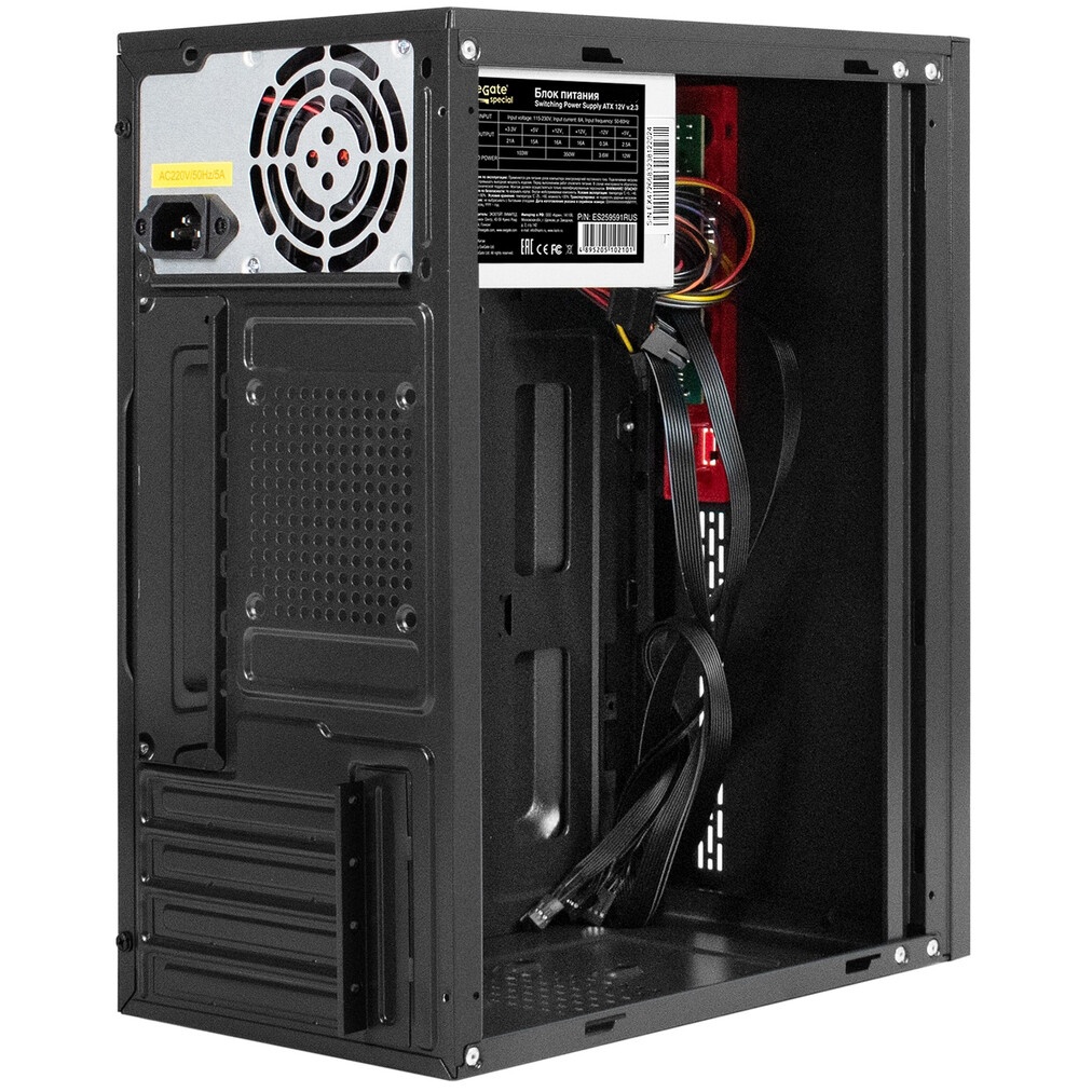Корпус Minitower ExeGate BAA-403-AAA350 (mATX, БП AAA350 с вент. 8см, 2*USB, HD Audio, черный)