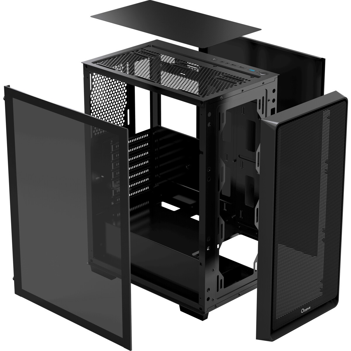 Корпус Оклик OCC-MD301 черный без БП ATX 6x120mm 2xUSB2.0 1xUSB3.0 audio bott PSU
