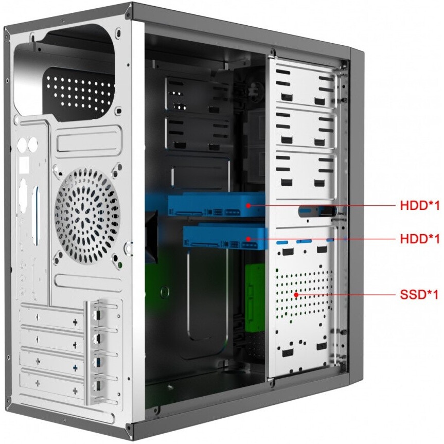 Компьютерный корпус с блоком питания 450Вт. Case Forza mATX case, black, w/PSU 450W 12cm, w/2xUSB2.0