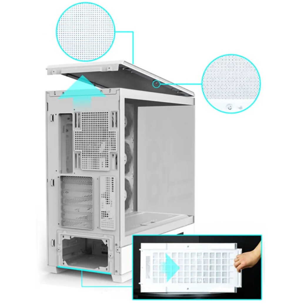 Компьютерный корпус ZALMAN P50 DS, ATX, WHITE, WINDOW, 2x3.5", 3x2.5", 1xUSB TYPE-C, 2xUSB3.0, SIDE