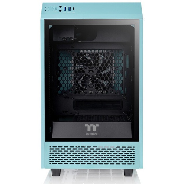Корпус Thermaltake The Tower 100 Turquoise черный без БП miniITX 1x120mm 3x140mm 2xUSB3.0 audio bott