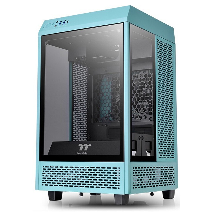 Корпус Thermaltake The Tower 100 Turquoise черный без БП miniITX 1x120mm 3x140mm 2xUSB3.0 audio bott