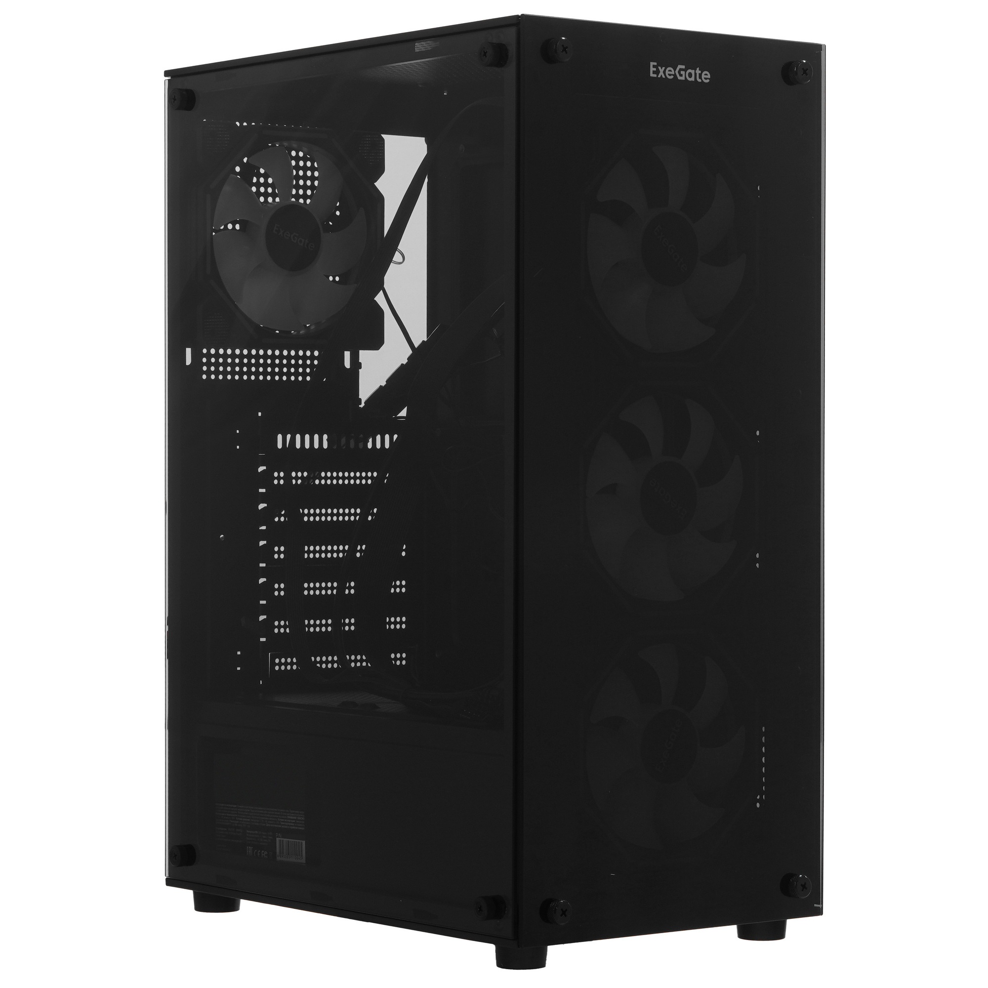 Компьютерный корпус Miditower ExeGate i3 BASE-EVO800 (ATX, БП EVO800RGB с вент. 12 см, с окном, 1*US
