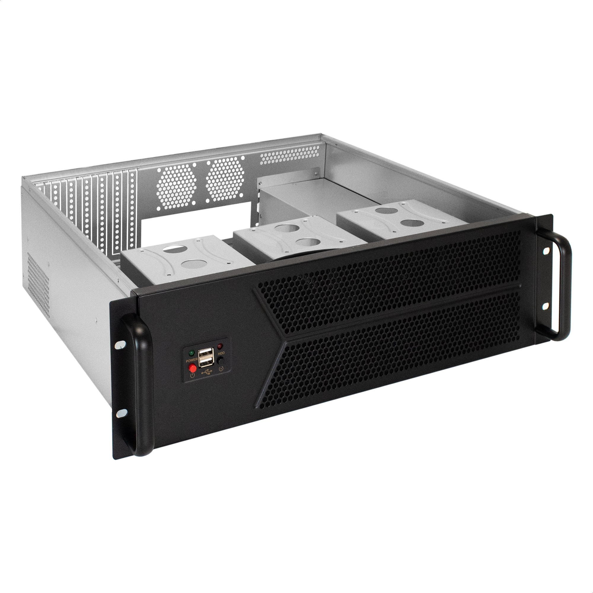 Серверный корпус ExeGate Pro 3U450-12 (RM 19", высота 3U, глубина 450, БП 2U-800ADS, 2*USB)