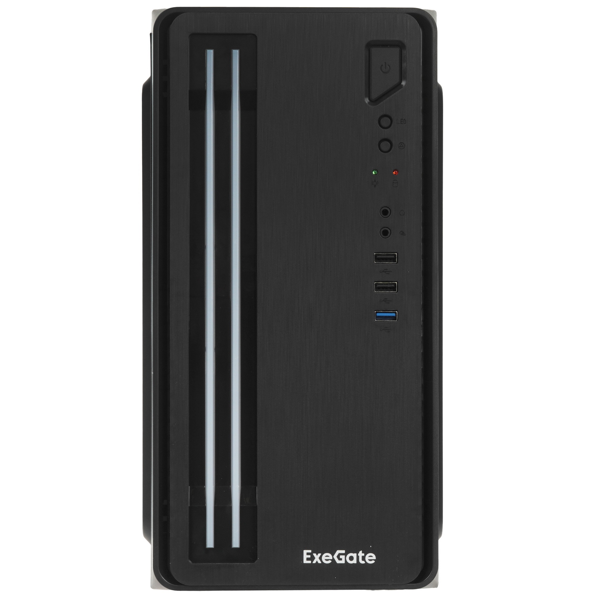 Компьютерный корпус Minitower ExeGate mEVO-7805 (mATX, без БП, 2*USB+1*USB3.0, аудио, черный, с 2*RG