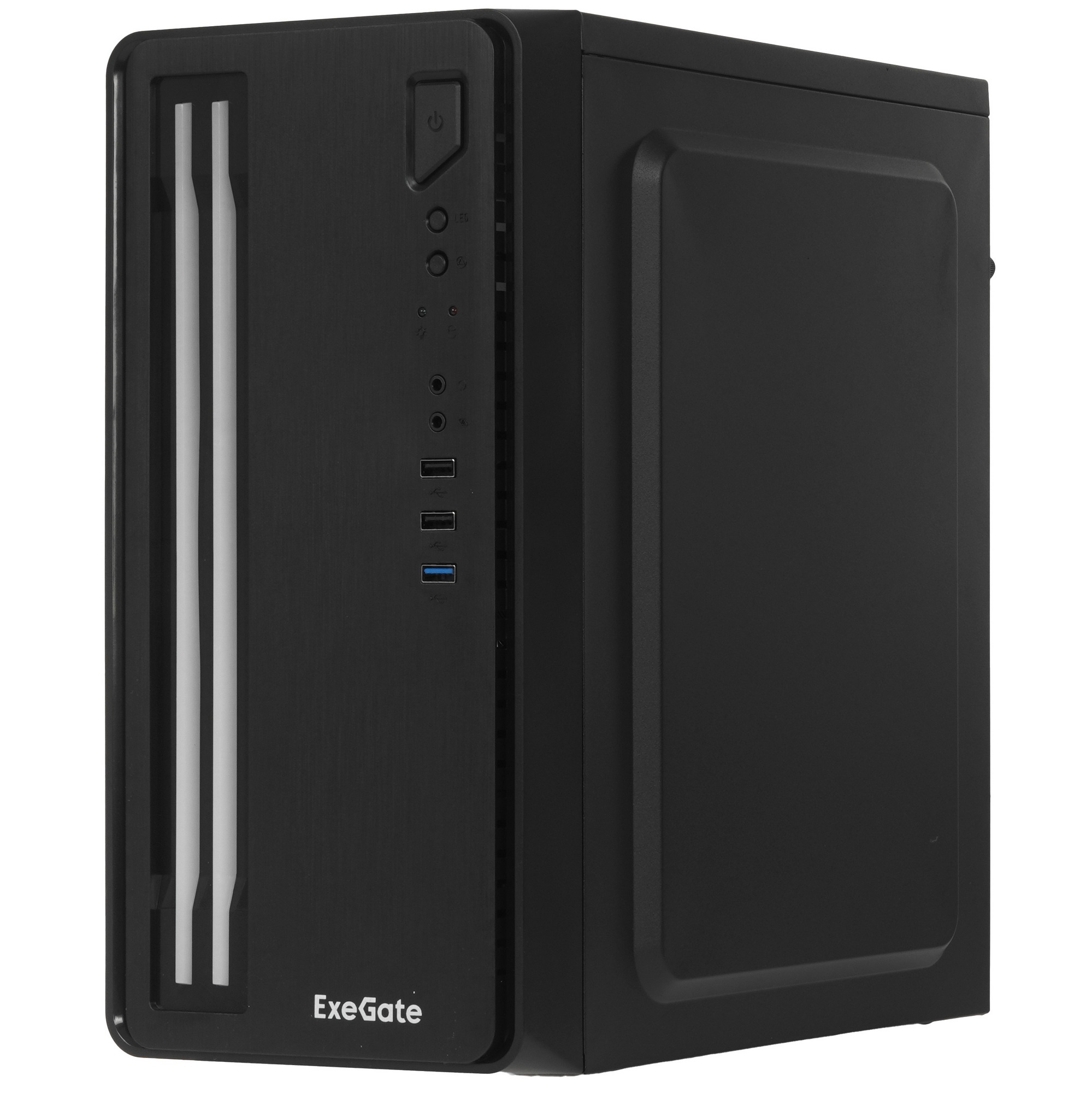 Компьютерный корпус Minitower ExeGate mEVO-7805 (mATX, без БП, 2*USB+1*USB3.0, аудио, черный, с 2*RG