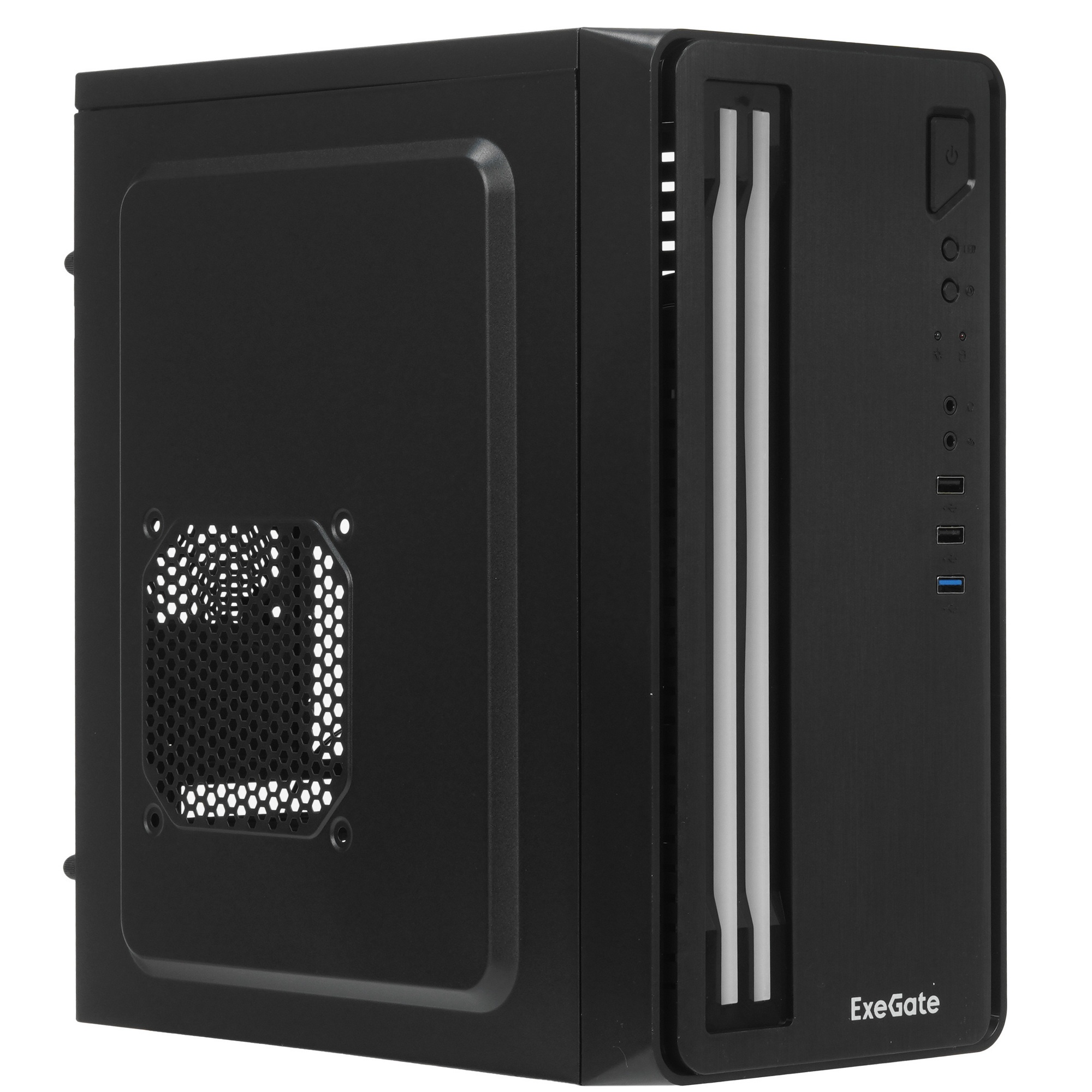 Компьютерный корпус Minitower ExeGate mEVO-7805 (mATX, без БП, 2*USB+1*USB3.0, аудио, черный, с 2*RG