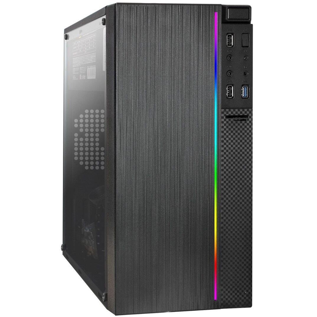 Компьютерный корпус Minitower ExeGate mEVO-9301-EVO800 (mATX, БП EVO800RGB с вент. 12см, с окном, 2*