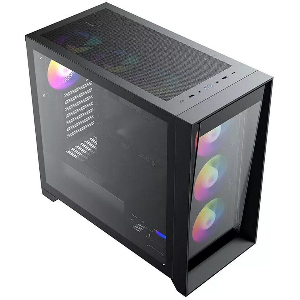 Компьютерный корпус "Lagrange"; ATX, Black, FANS: 120mm ARGB: 3 Top + 1 Rear + HUB. Drive bay int: 3