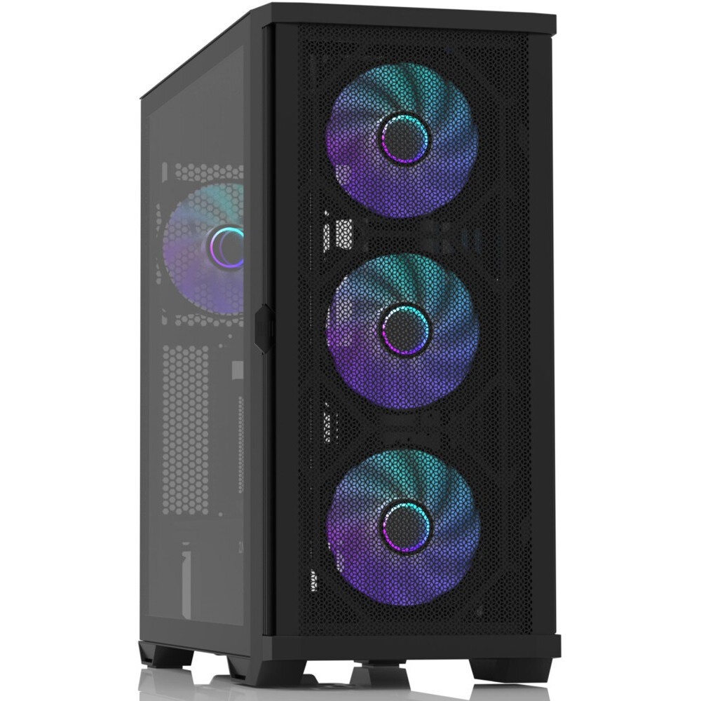Компьютерный корпус "Lagrange"; ATX, Black, FANS: 120mm ARGB: 3 Top + 1 Rear + HUB. Drive bay int: 3
