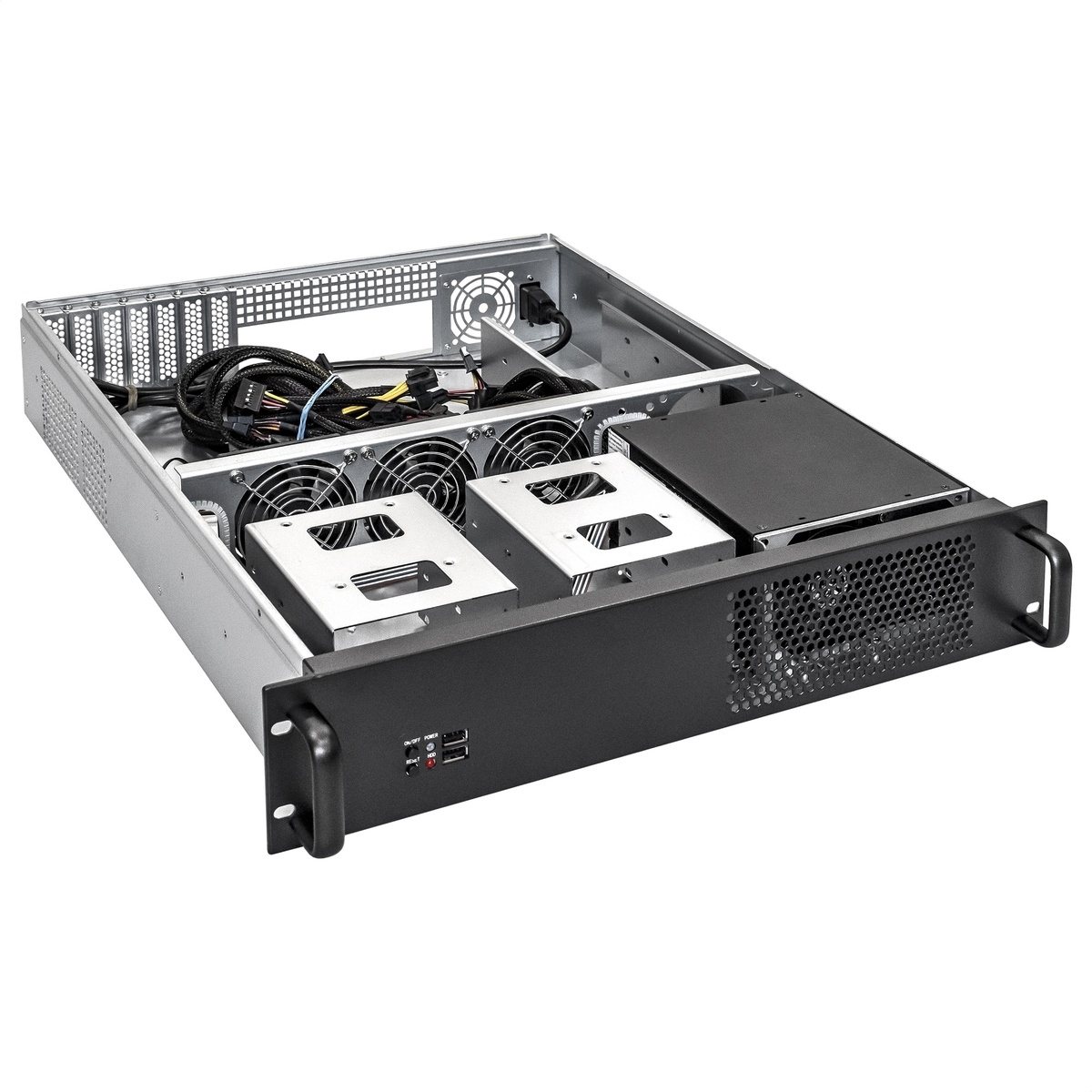 Серверный корпус ExeGate EX293343RUS Pro 2U550-08 RM 19", высота 2U, глубина 550, БП 1100ADS, 2*USB