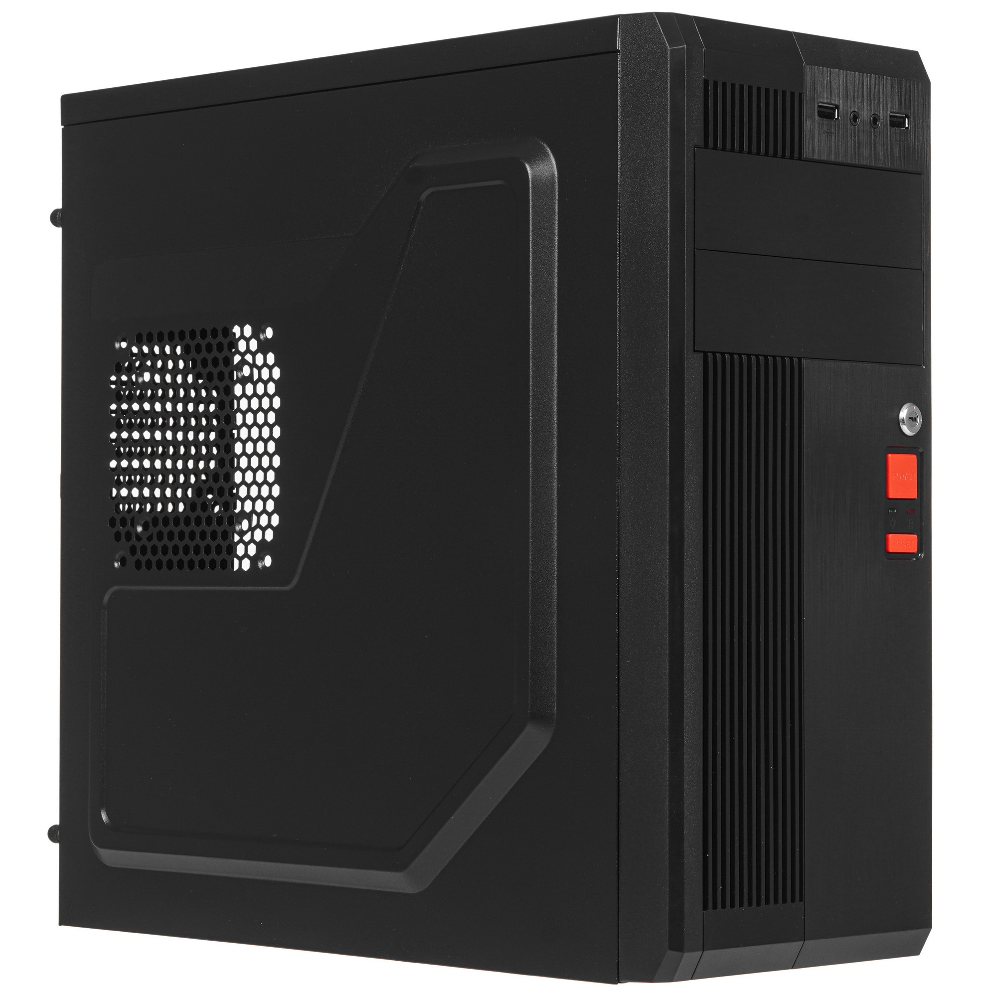 Компьютерный корпус Miditower ExeGate UN-605B Black, ATX, , 2*USB, Audio, замок блокировки к