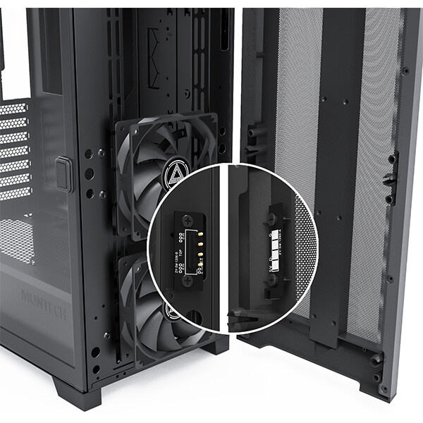 Компьютерный корпус Montech SKY ONE Lite черный без БП ATX 3x120mm 2xUSB3.0 1xUSB3.1 audio bott PSU