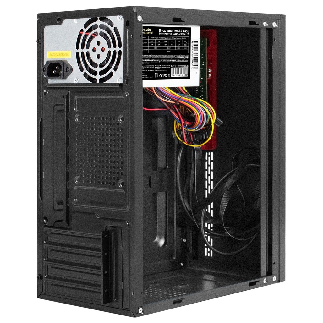 Корпус Minitower ExeGate BAA-403U-AAA450 (mATX, БП AAA450 с вент. 8см, 1*USB+1*USB3.0, HD Audio, чер