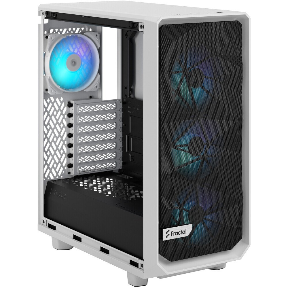 Корпус ПК без блока питания Fractal Design Meshify 2 Compact RGB TG Light Tint, Midi-Tower, 4x120mm