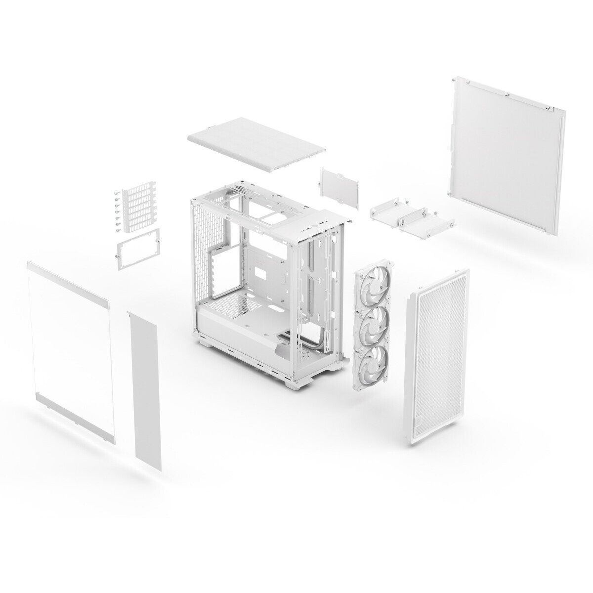 Корпус ПК без блока питания Fractal Design Meshify 2 Compact RGB TG Light Tint, Midi-Tower, 4x120mm