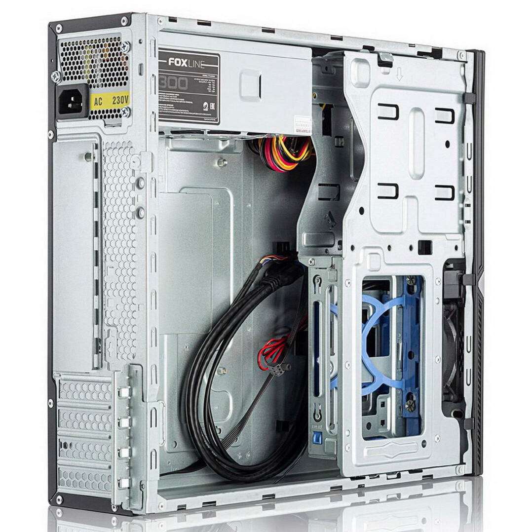 Компьютерный корпус Foxline FL-203-GT-300 mATX case black, w/PSU TFX 300W 80+ bronze, w/2xUSB2.0+2xU