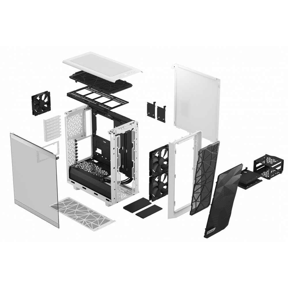 Корпус Fractal Design MESHIFY 2 COMPACT WHITE - TG / ATX, TG / 2x140mm & 1x120mm fans inc. / FD-C-ME