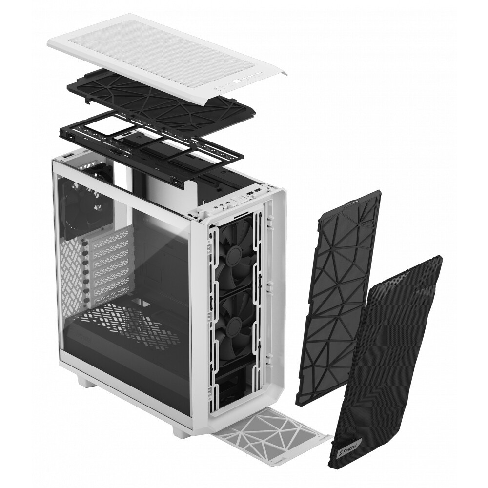 Корпус Fractal Design MESHIFY 2 COMPACT WHITE - TG / ATX, TG / 2x140mm & 1x120mm fans inc. / FD-C-ME