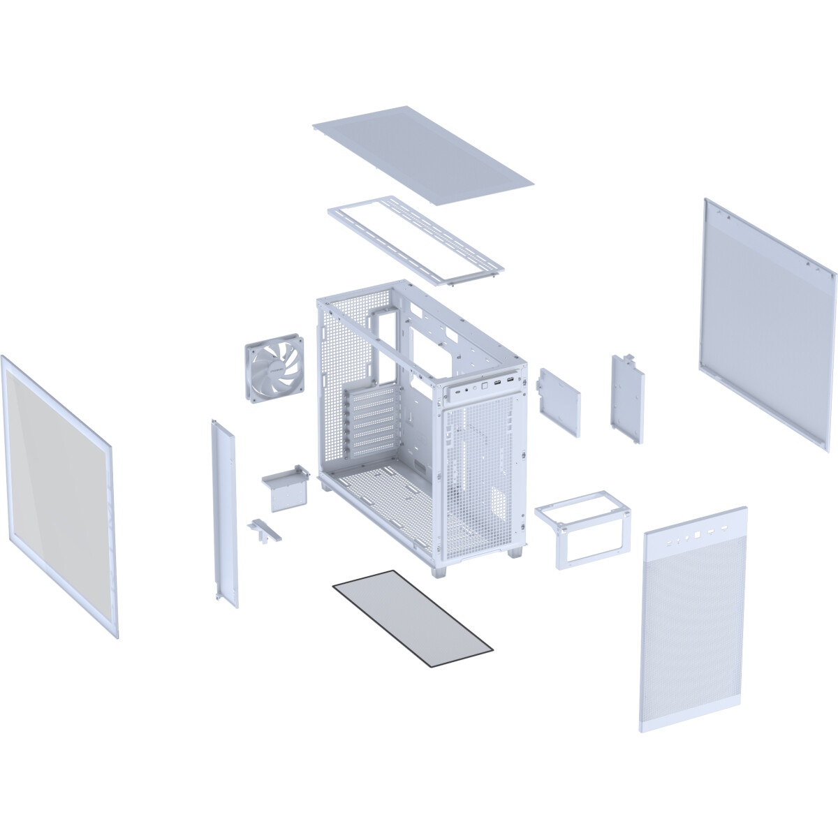 Корпус Fractal Design MESHIFY 2 COMPACT WHITE - TG / ATX, TG / 2x140mm & 1x120mm fans inc. / FD-C-ME