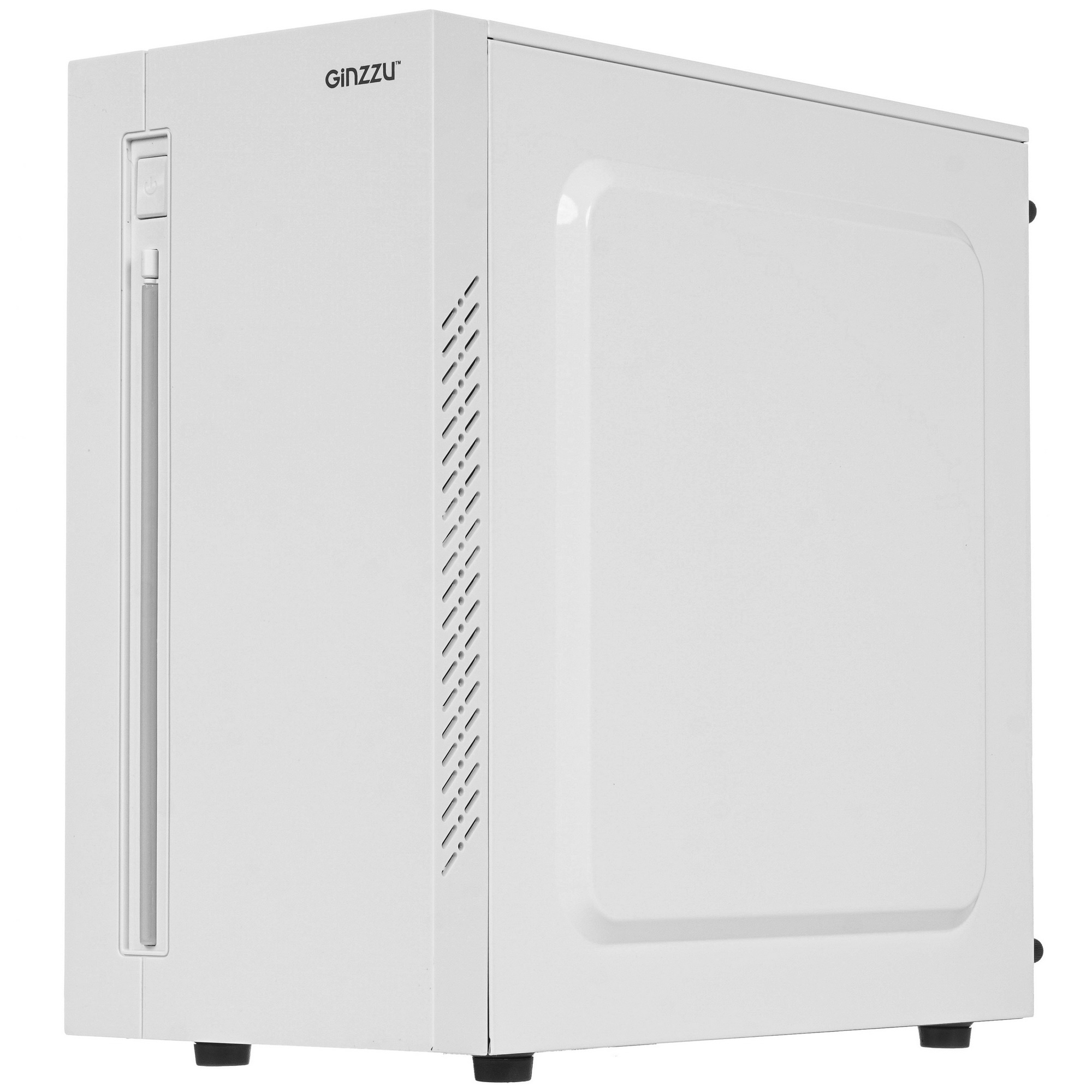 Компьютерный корпус MiniTower Ginzzu D380, RGB, mATX, 2xUSB2.0, белый,без БП, без вентиляторов