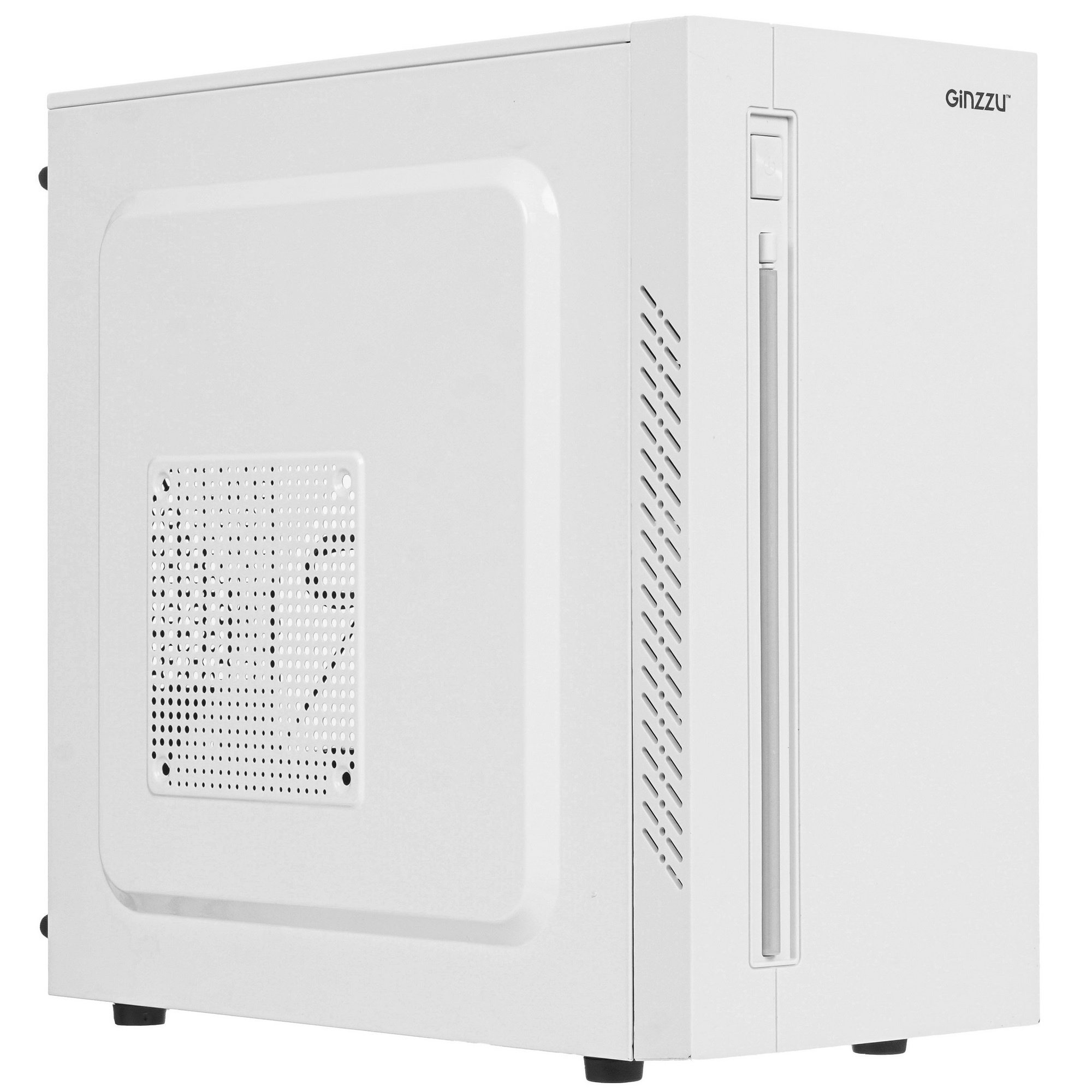 Компьютерный корпус MiniTower Ginzzu D380, RGB, mATX, 2xUSB2.0, белый,без БП, без вентиляторов
