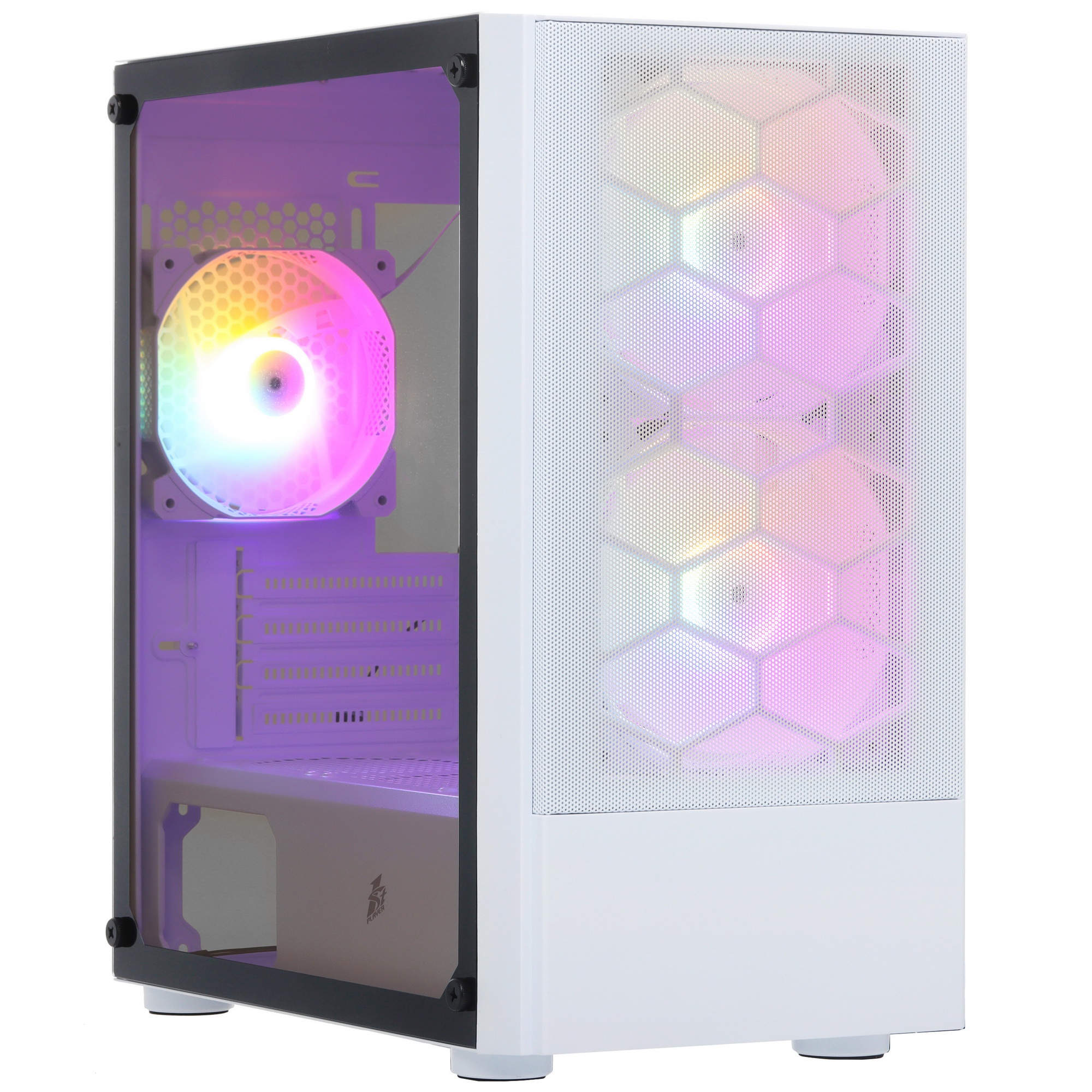 Корпус 1STPLAYER FIREBASE X4-M White / mATX, TG / 1x120mm & 2x140mm LED fans inc. / X4-M-WH-2F1P-W-1