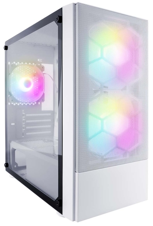 Корпус 1STPLAYER FIREBASE X4-M White / mATX, TG / 1x120mm & 2x140mm LED fans inc. / X4-M-WH-2F1P-W-1