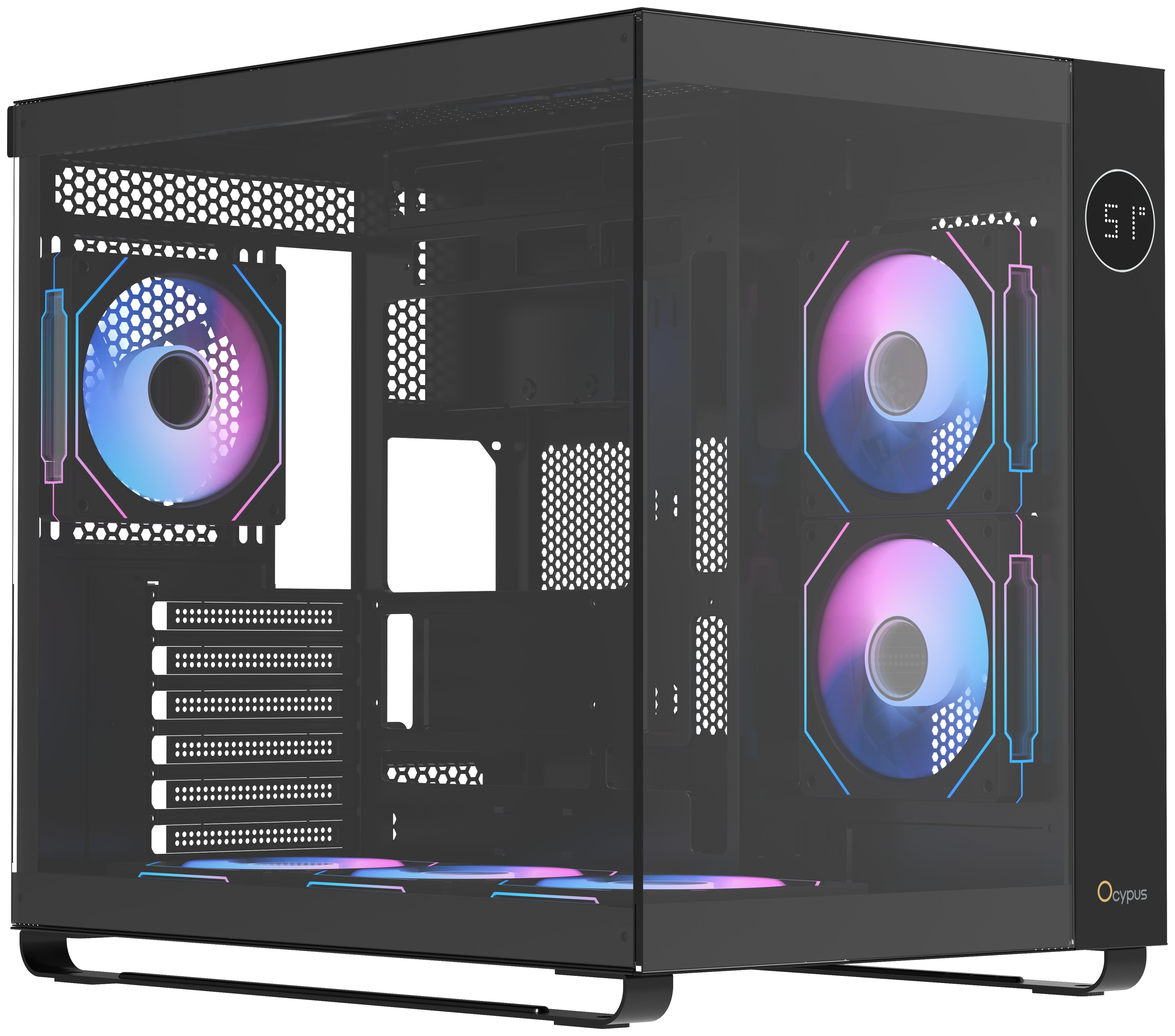 Корпус  Ocypus Iota C70 BK ARGB ATX / win / black / 6 ARGB fans / no PSU / Tempered Glass