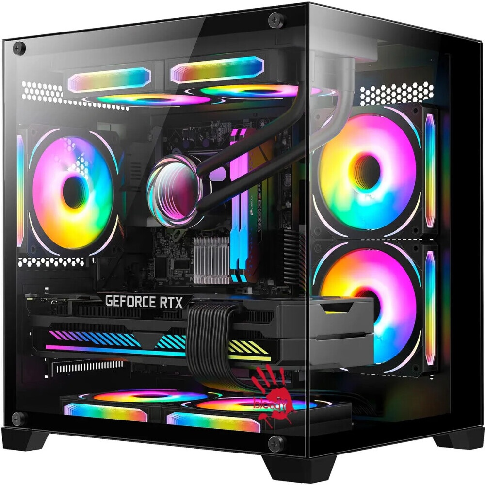Компьютерный корпус Bloody BD-CC105 черный без БП mATX 5x120mm 1xUSB2.0 1xUSB3.0 audio bott PSU