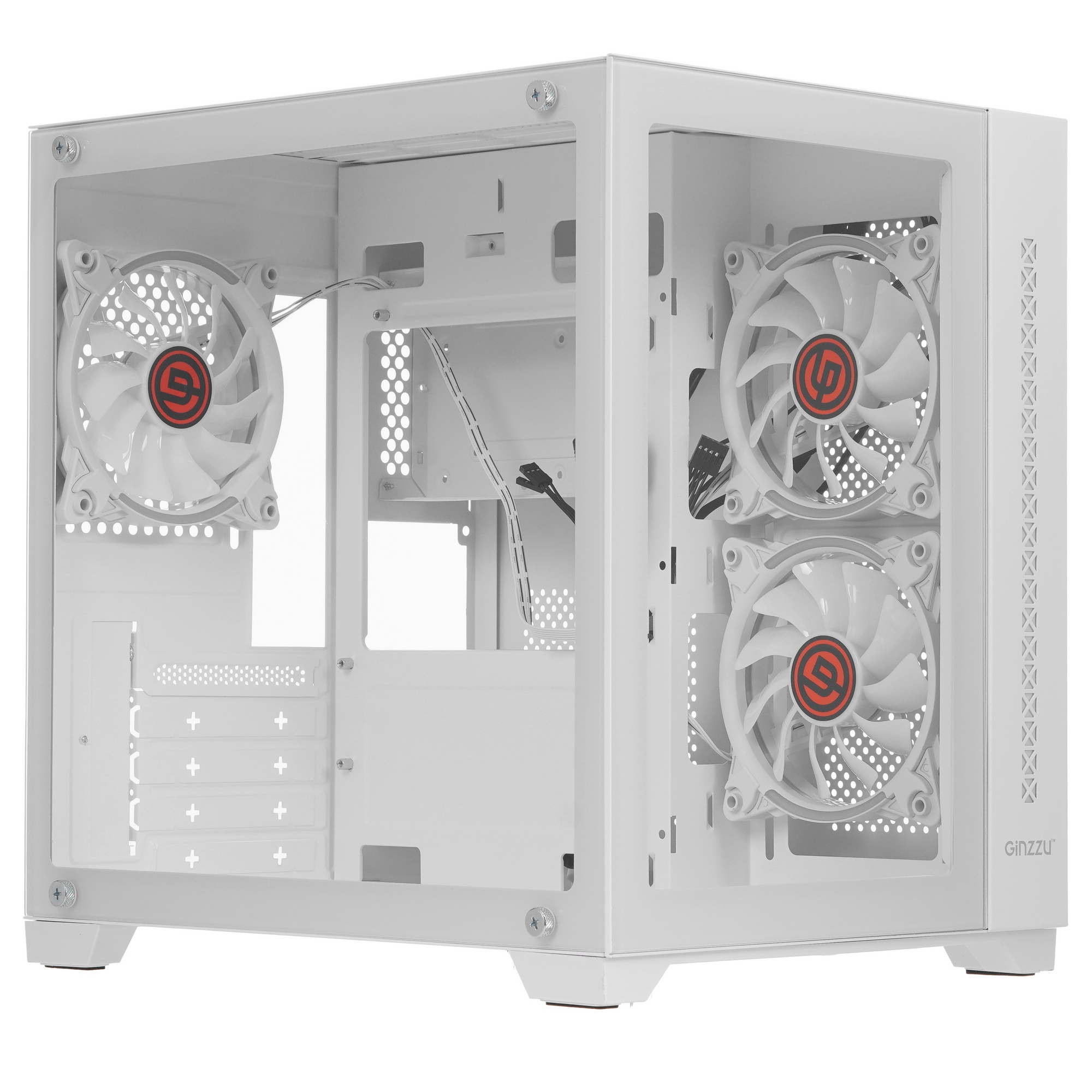Компьютерный корпус Ginzzu V450 RGB Белый CRC6  FAN12CM RGB*3