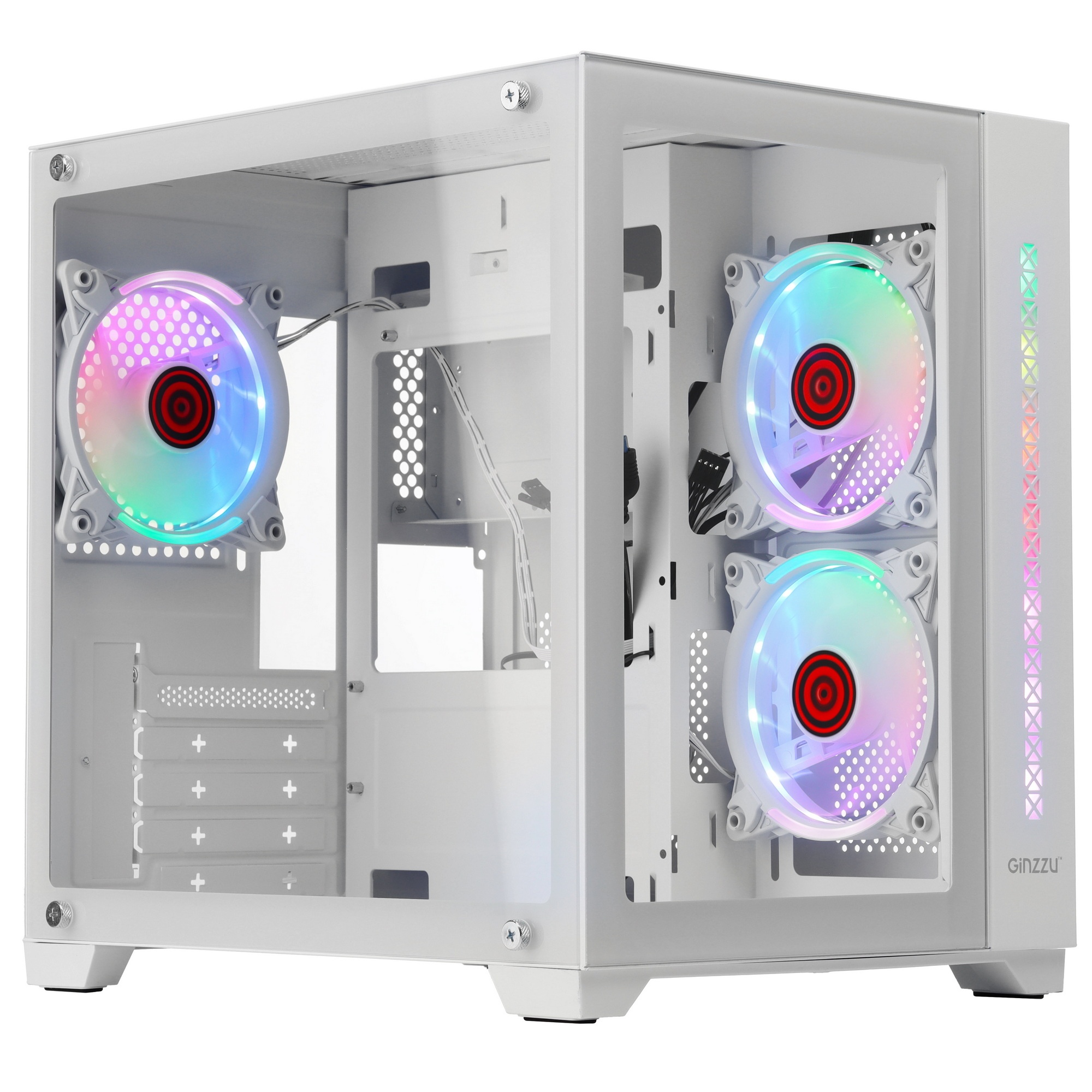 Компьютерный корпус Ginzzu V450 RGB Белый CRC6  FAN12CM RGB*3