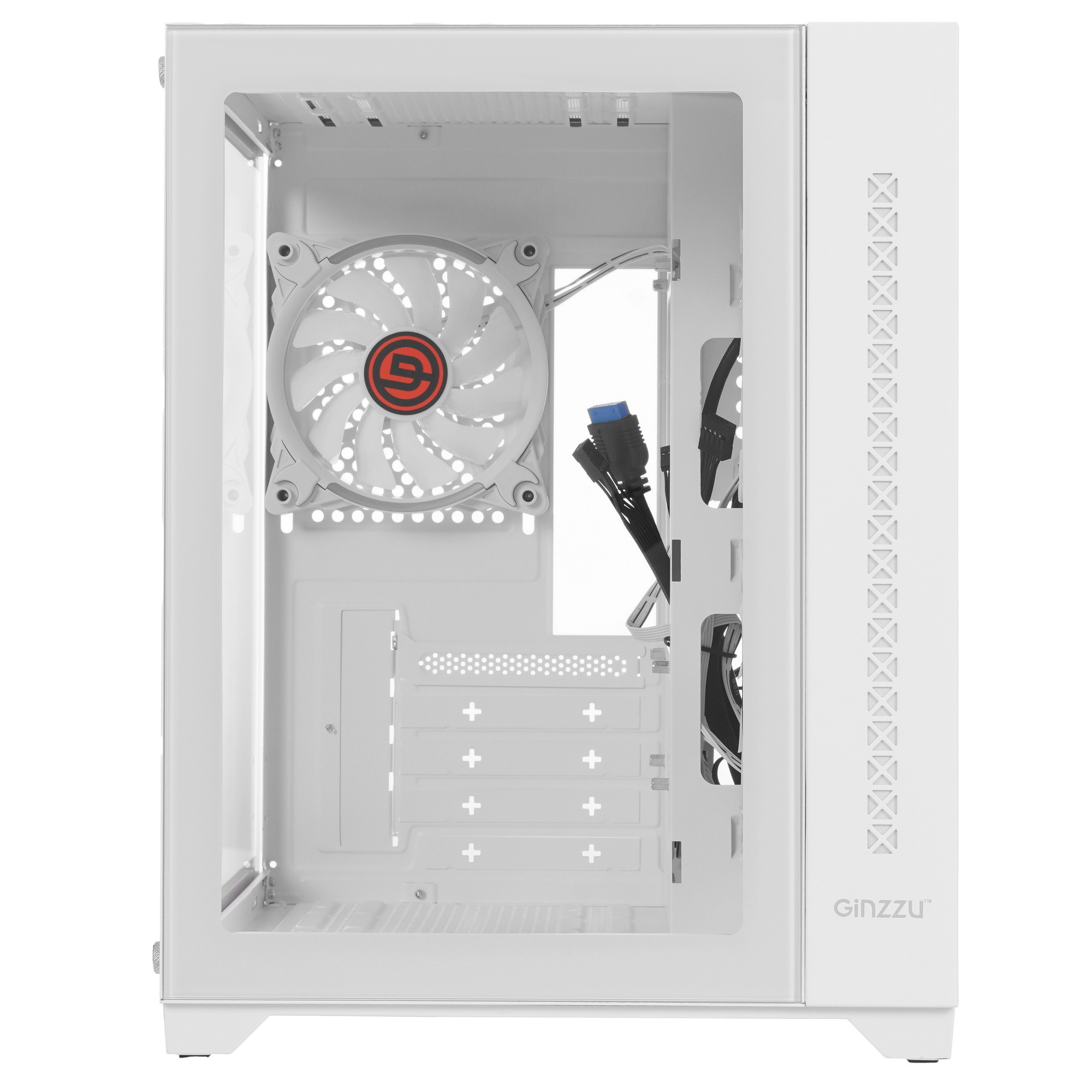 Компьютерный корпус Ginzzu V450 RGB Белый CRC6  FAN12CM RGB*3
