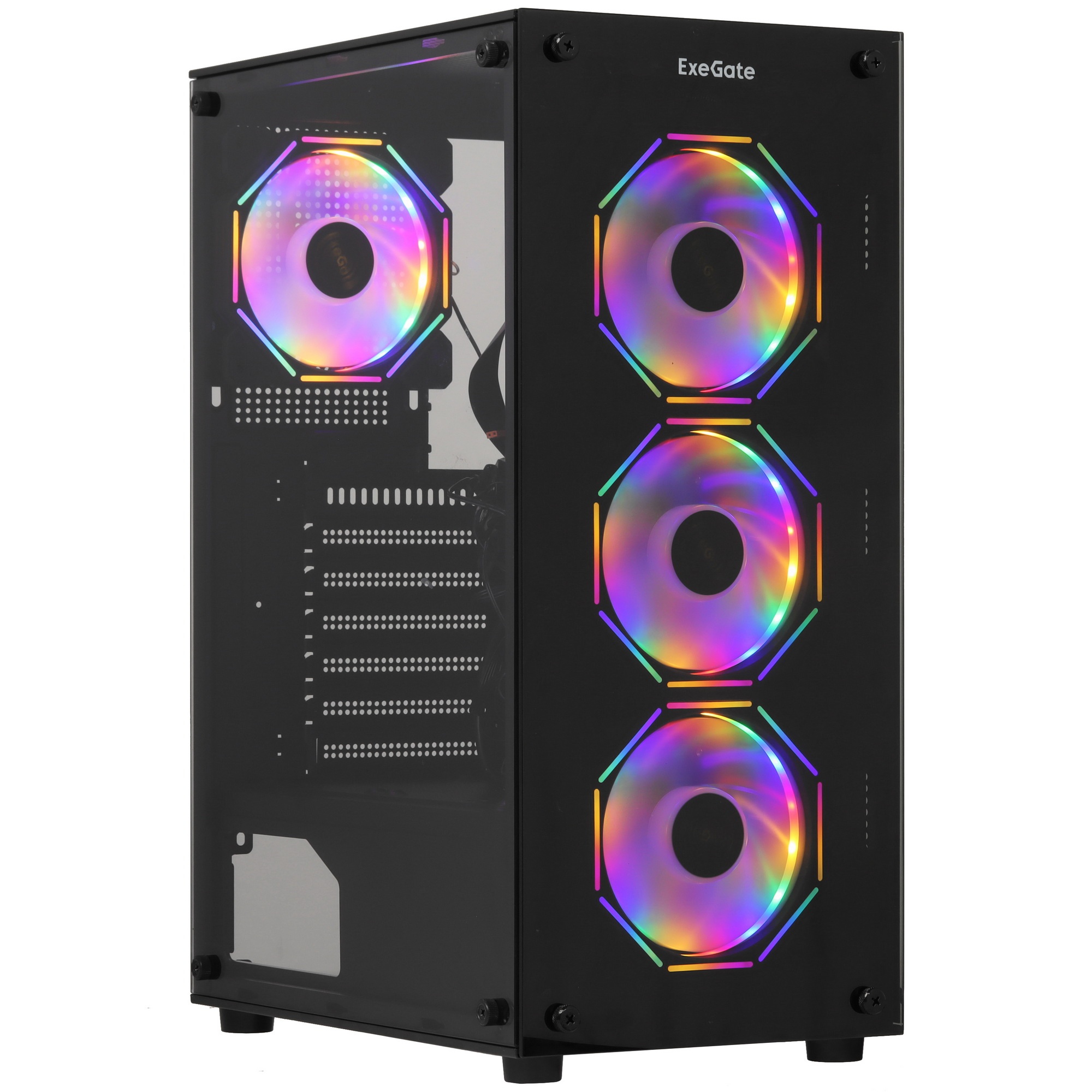 Компьютерный корпус Miditower ExeGate i3 BASE (ATX, без БП, с окном, 1*USB+1*USB3.0, аудио, 4 вент.