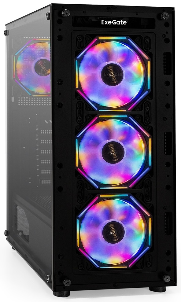 Компьютерный корпус Miditower ExeGate i3 BASE (ATX, без БП, с окном, 1*USB+1*USB3.0, аудио, 4 вент.