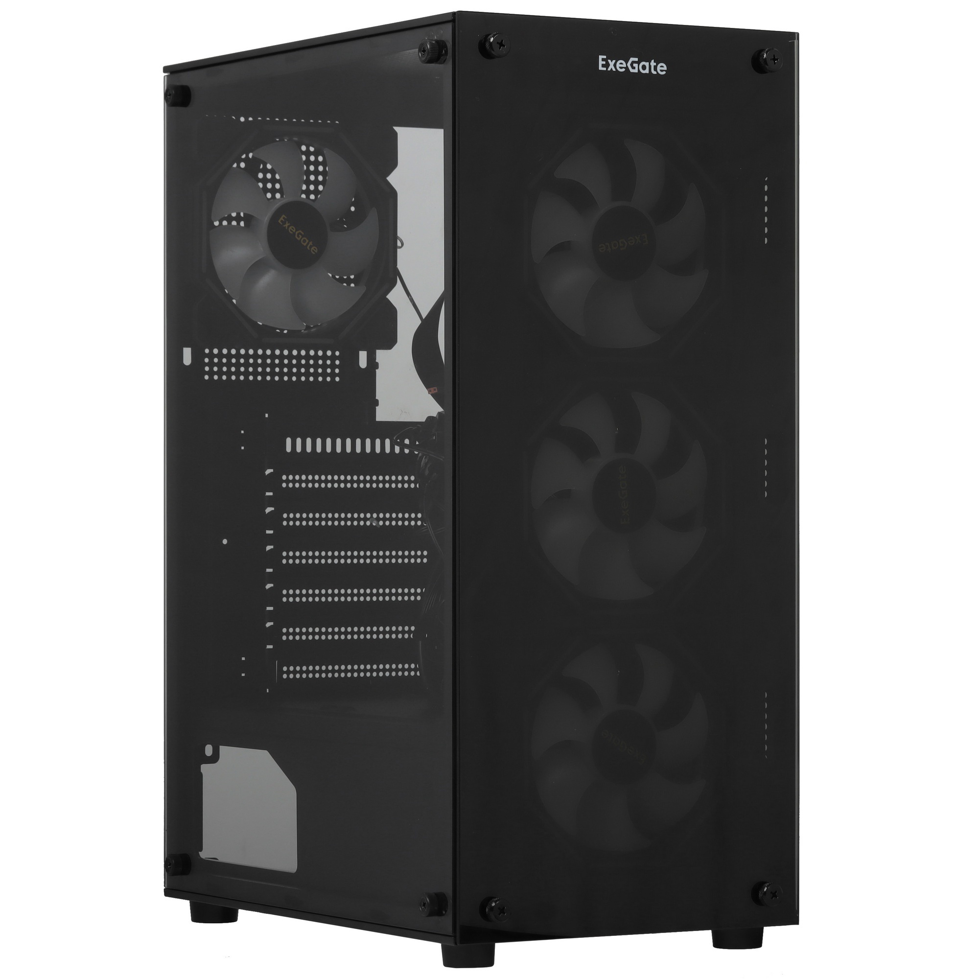 Компьютерный корпус Miditower ExeGate i3 BASE (ATX, без БП, с окном, 1*USB+1*USB3.0, аудио, 4 вент.