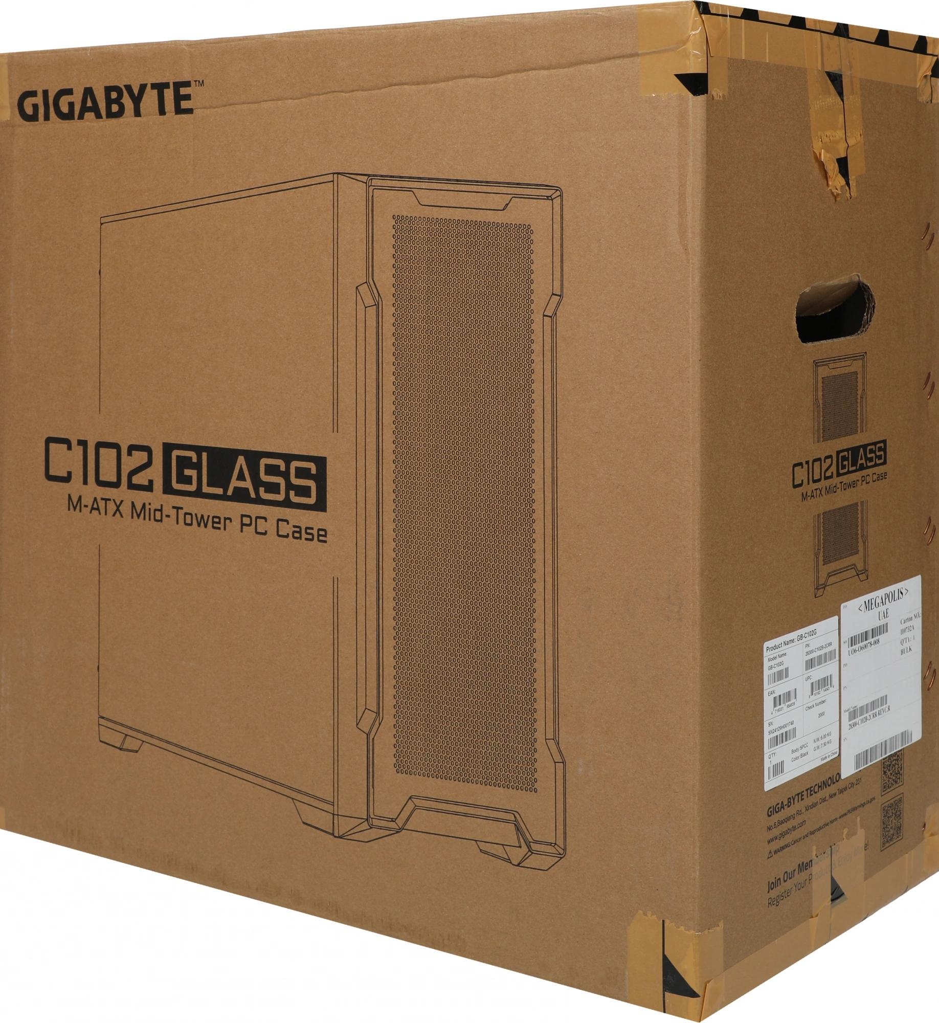 Компьютерный корпус Gigabyte C102B GB-C102G, без БП MicroATX 5x120мм 4x140мм 2xUSB3.0 audio bott PSU