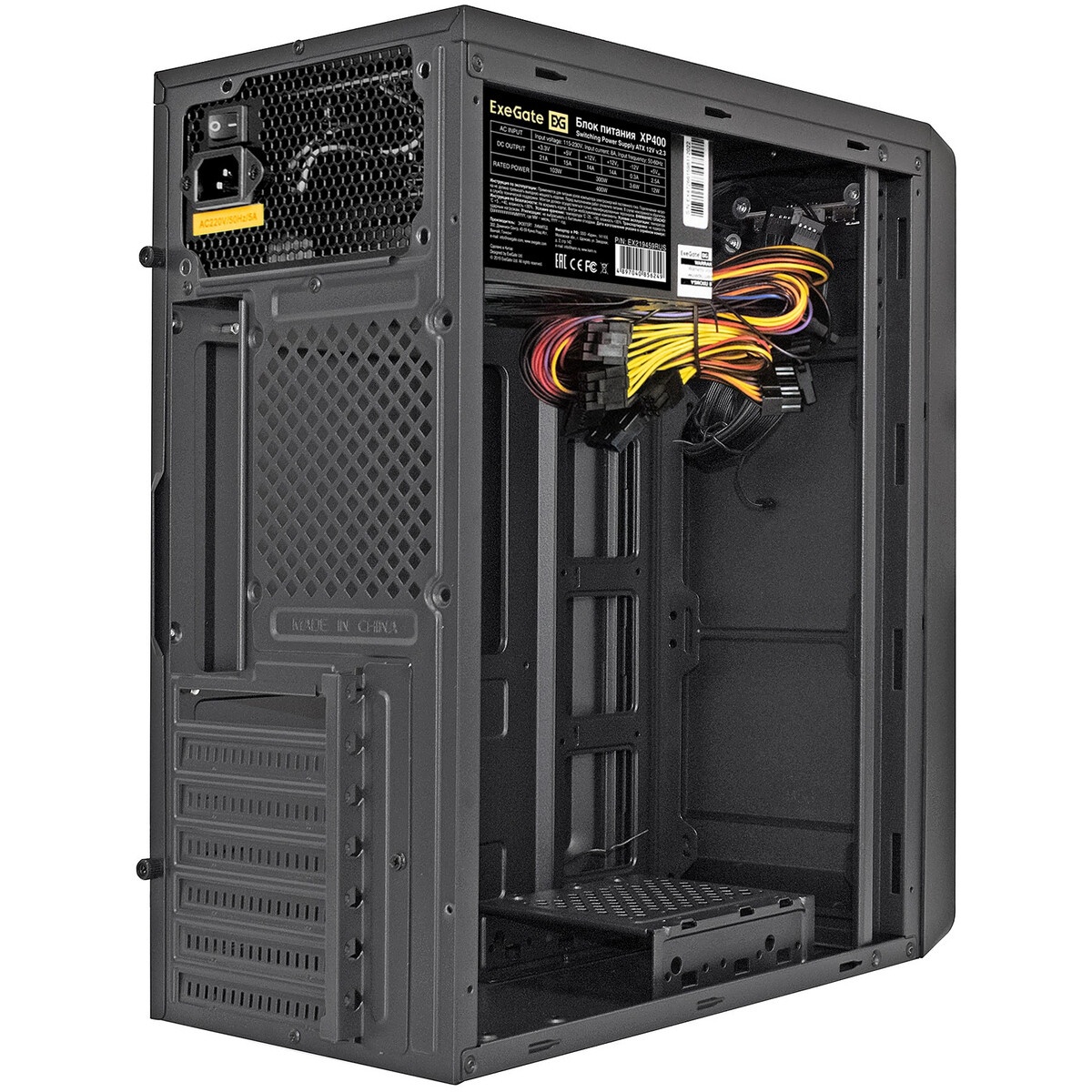 Компьютерный корпус Miditower ExeGate XP-332 Black, ATX, , 2*USB, Audio