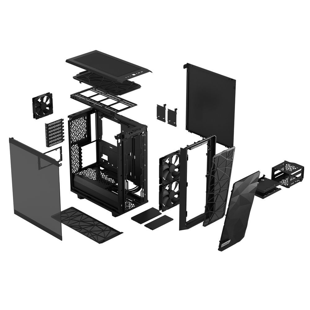 Корпус Fractal Design MESHIFY 2 COMPACT BLACK - TG / ATX, TG / 2x140mm & 1x120mm fans inc. / FD-C-ME