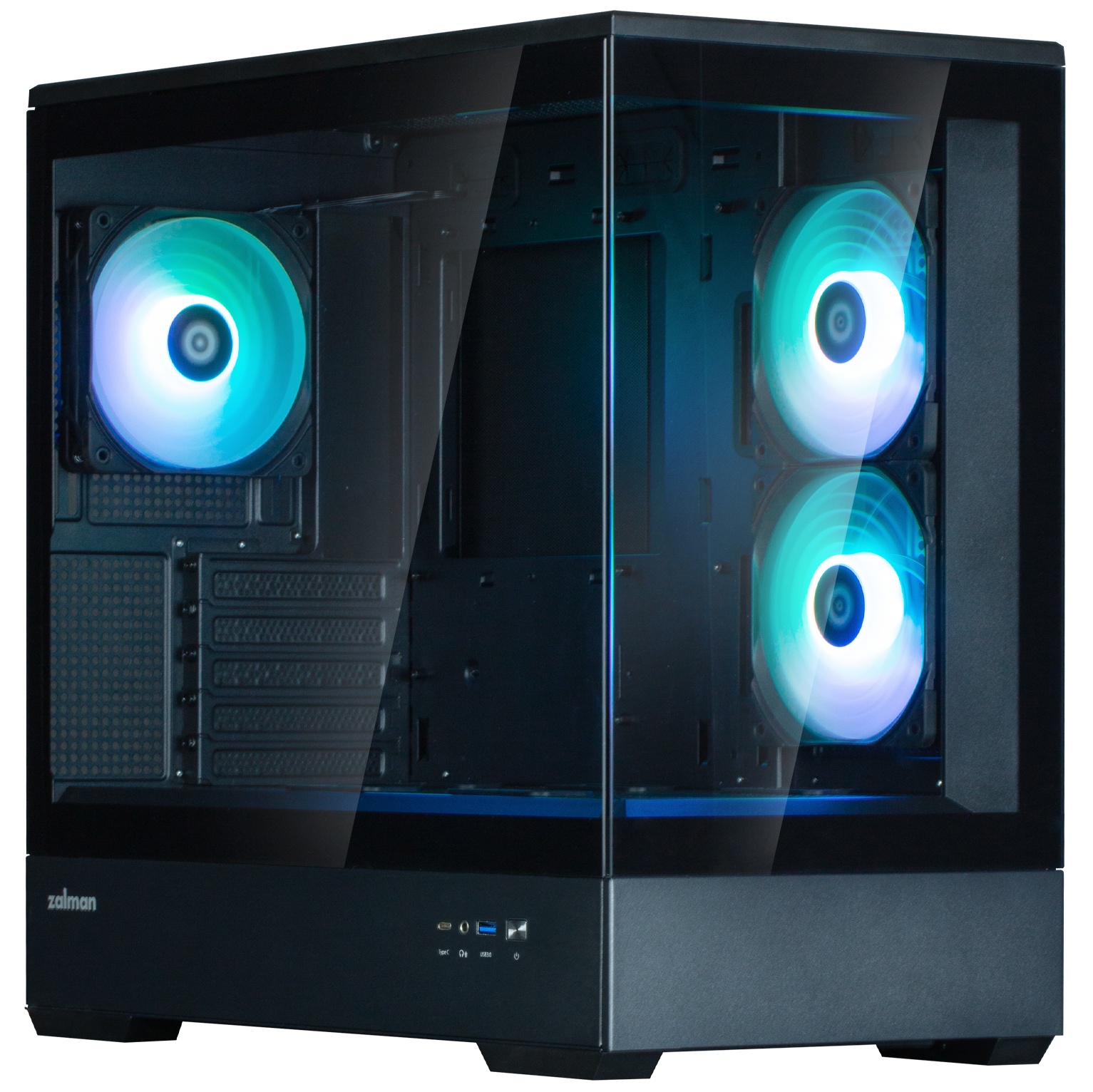 Компьютерный корпус ZALMAN P30 V2, MATX, BLACK, WINDOW, 2x3.5", 3x2.5", 1xUSB TYPE-C, 1xUSB3.0, SIDE