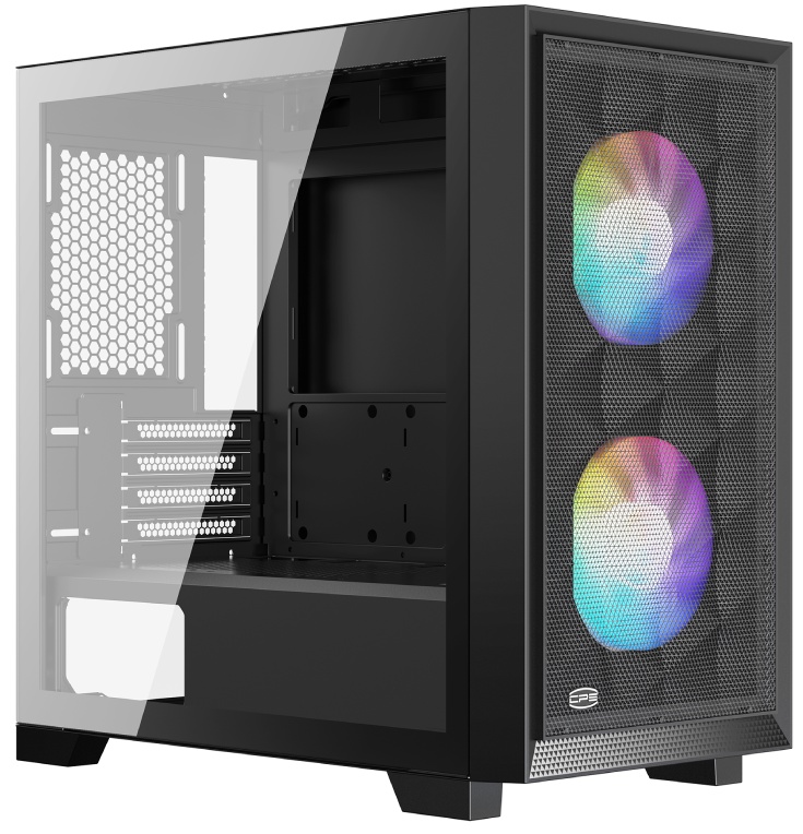 Компьютерный корпус без блока питания PCCooler C3D310 BK ARGB, Mini-Tower, TG, Mesh, 2x120mm ARGB, 2