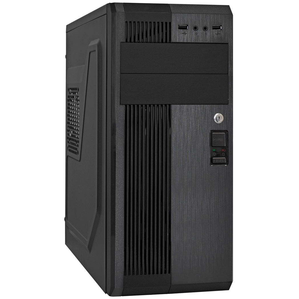 Корпус Miditower ExeGate UN-605B-UNS350 (ATX, БП UNS350 с вент. 12см, 2*USB, аудио, блокировка, черн