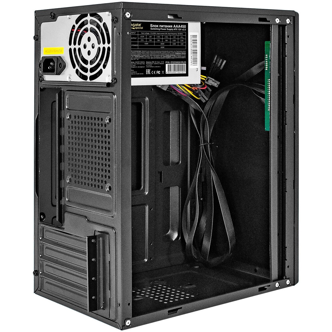 Корпус Minitower ExeGate BAA-114U2-UNS450 (mATX, БП UNS450 с вент. 12см, 1*USB+2*USB3.0, аудио, черн
