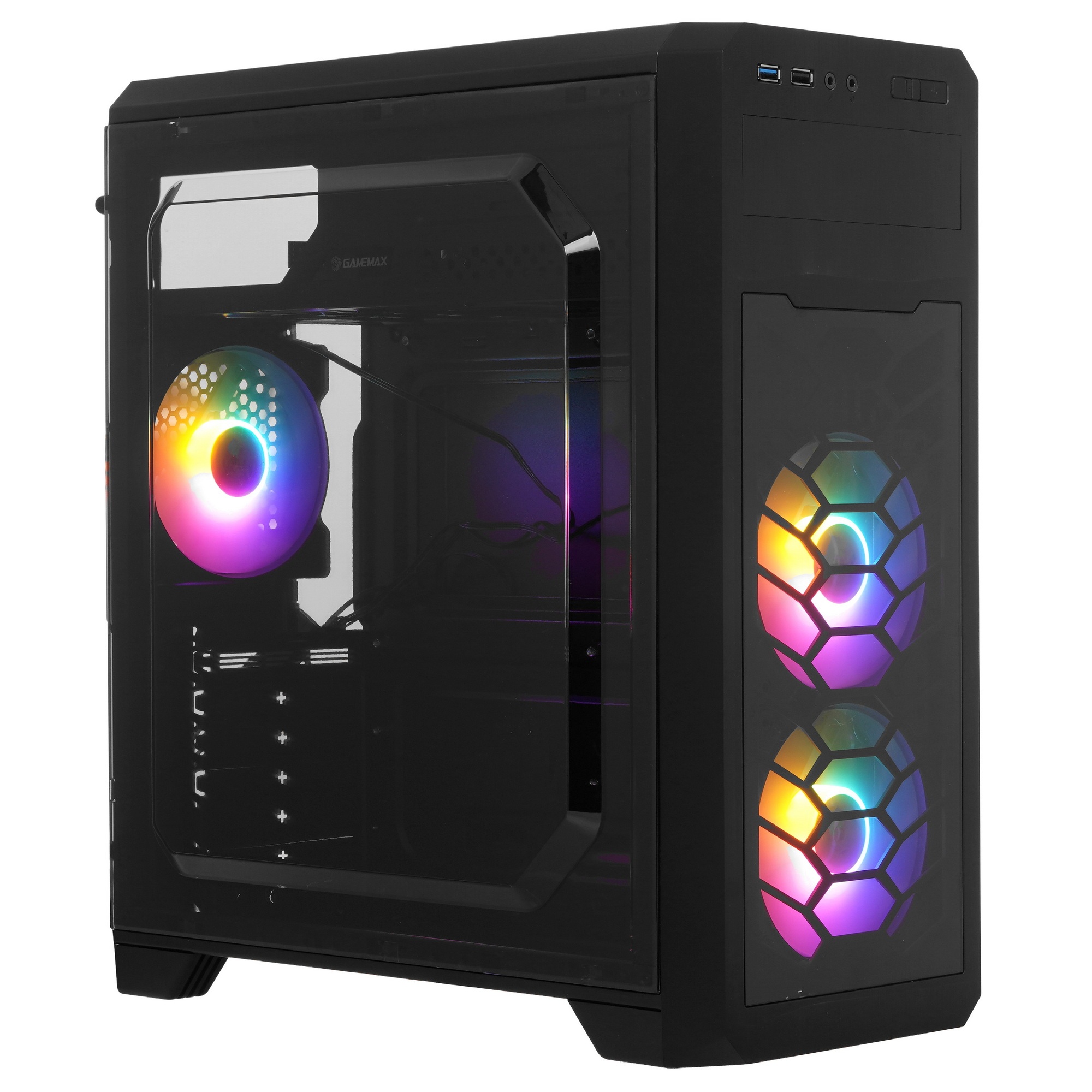 Корпус GameMax G563 без БП (Midi Tower, ATX, LED, Черн., Прозрач. бок. и фронт. панель, USB 3.0)