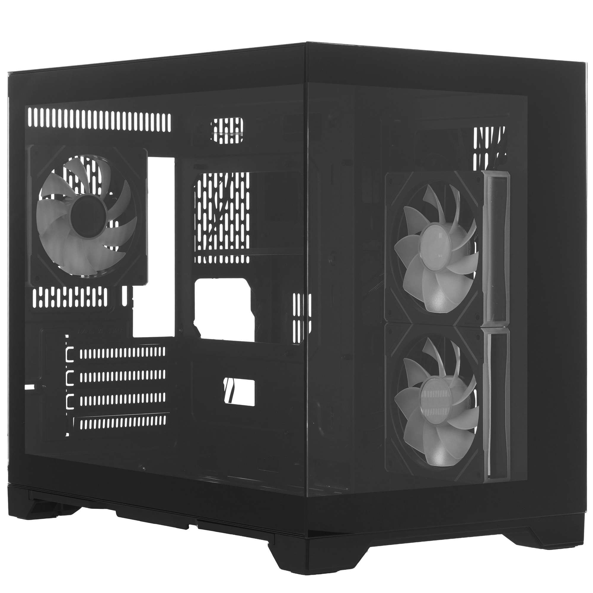 Корпус 1STPLAYER MEGAVIEW MV6-TP ARGB Black / mATX / 3x120mm ARGB fans / MV6-TP-BK-2FC7R-1FC7